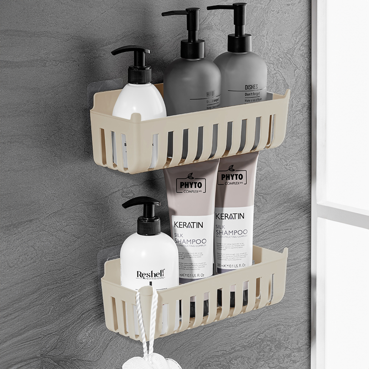 DEBY 2Lİ BANYO RAFI - BEJ