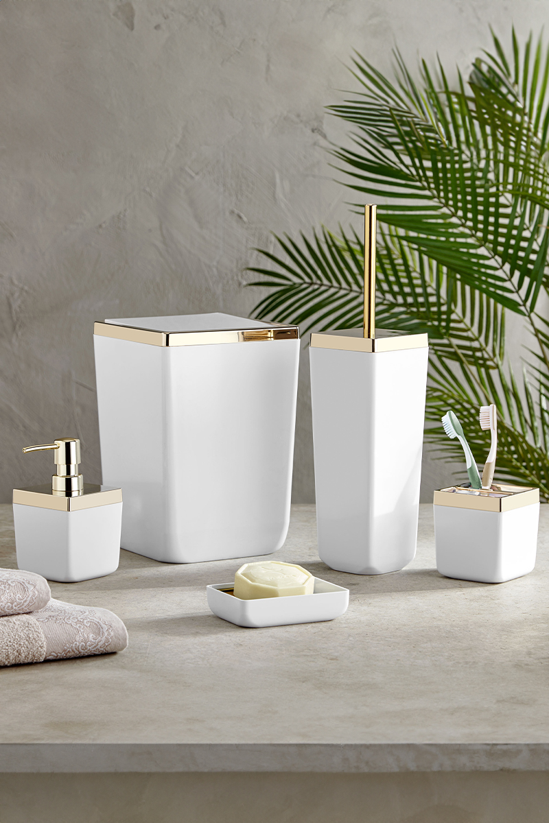 TOSKANA BANYO SETİ / BEYAZ-ALTIN ÇERÇEVE